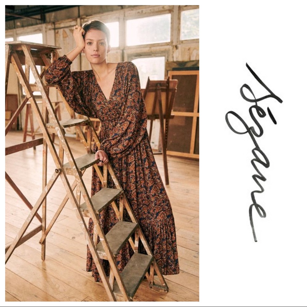 HOST PICK Sezane Ocher Blue Evelyna Dress